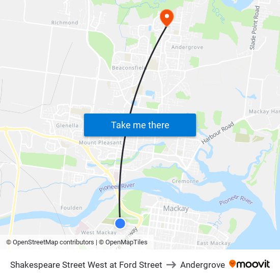 Shakespeare Street West at Ford Street to Andergrove map