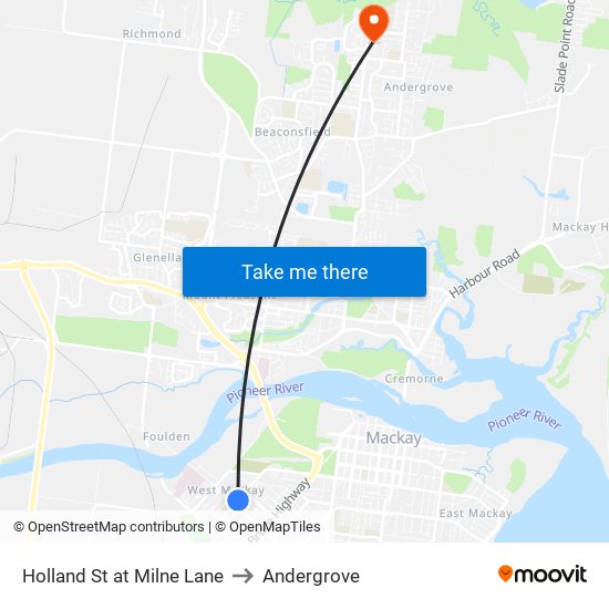 Holland St at Milne Lane to Andergrove map