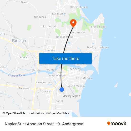 Napier St at Absolon Street to Andergrove map