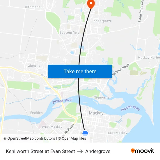 Kenilworth Street at Evan Street to Andergrove map