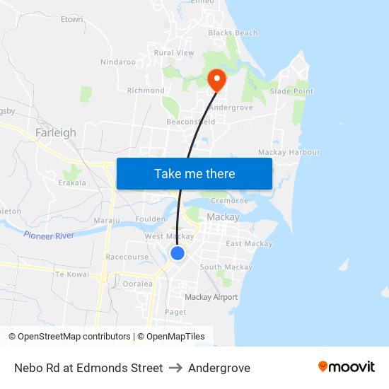 Nebo Rd at Edmonds Street to Andergrove map