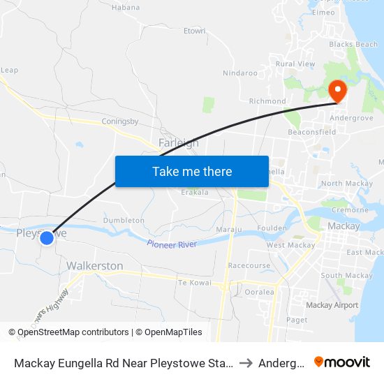 Mackay Eungella Rd Near Pleystowe Station Rd Hnr to Andergrove map