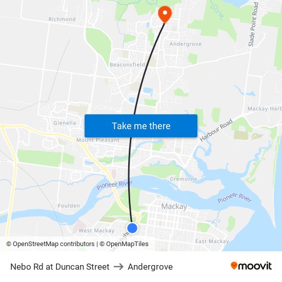 Nebo Rd at Duncan Street to Andergrove map