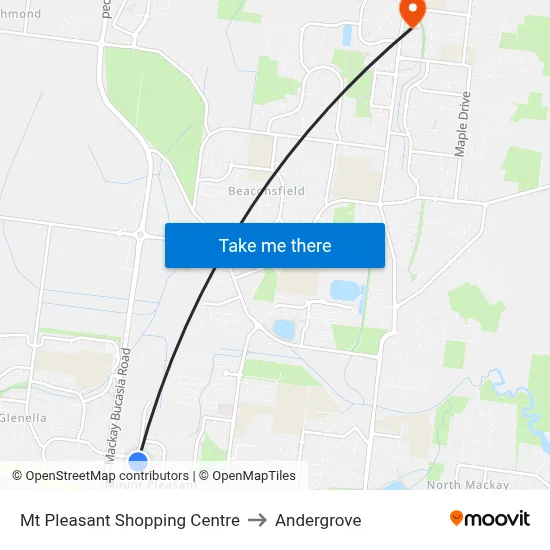 Mt Pleasant Shopping Centre to Andergrove map