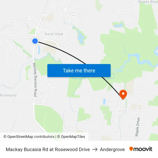 Mackay Bucasia Rd at Rosewood Drive to Andergrove map