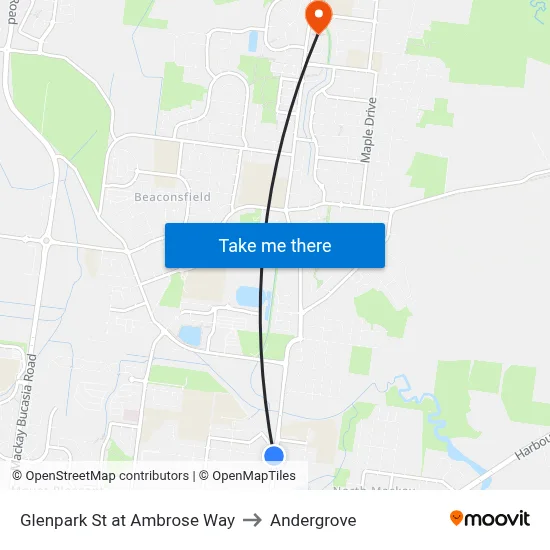 Glenpark St at Ambrose Way to Andergrove map