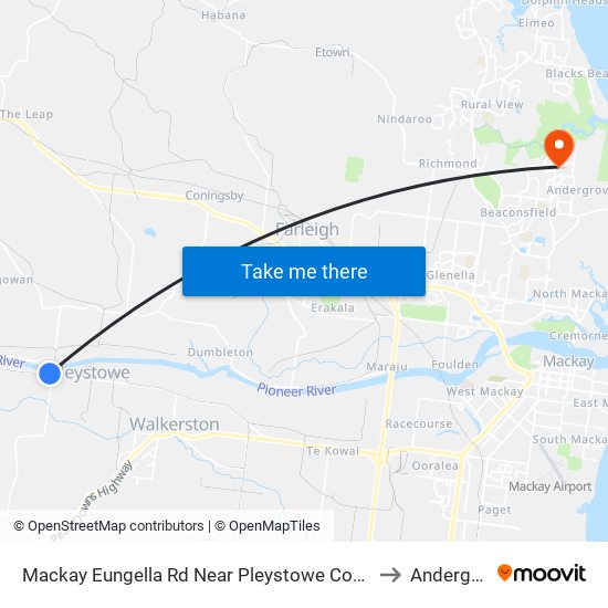 Mackay Eungella Rd Near Pleystowe Connection Hnr to Andergrove map