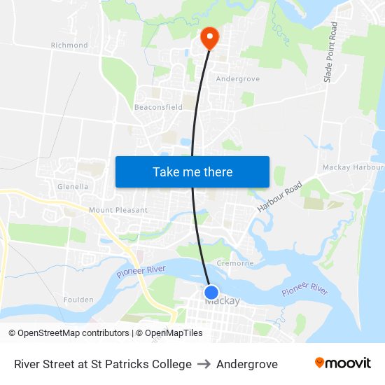 River Street at St Patricks College to Andergrove map