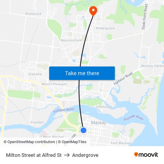 Milton Street at Alfred St to Andergrove map