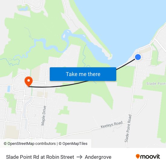 Slade Point Rd at Robin Street to Andergrove map