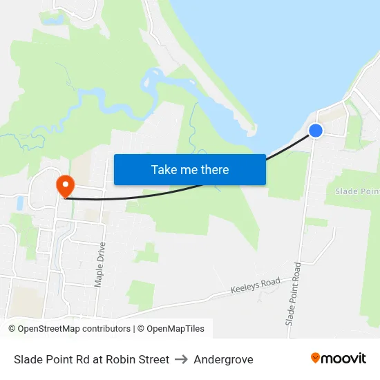 Slade Point Rd at Robin Street to Andergrove map