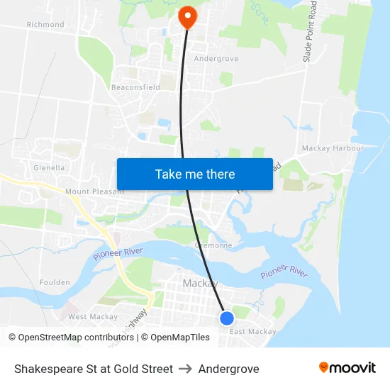 Shakespeare St at Gold Street to Andergrove map