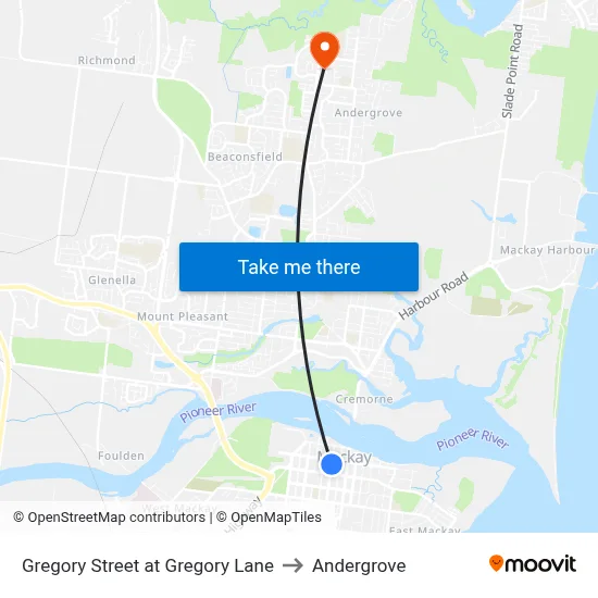 Gregory Street at Gregory Lane to Andergrove map