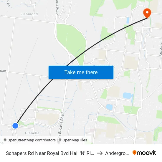Schapers Rd Near Royal Bvd Hail 'N' Ride to Andergrove map
