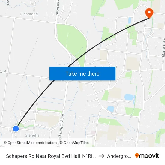 Schapers Rd Near Royal Bvd Hail 'N' Ride to Andergrove map