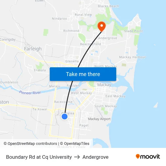 Boundary Rd at Cq University to Andergrove map