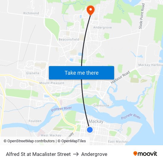 Alfred St at Macalister Street to Andergrove map