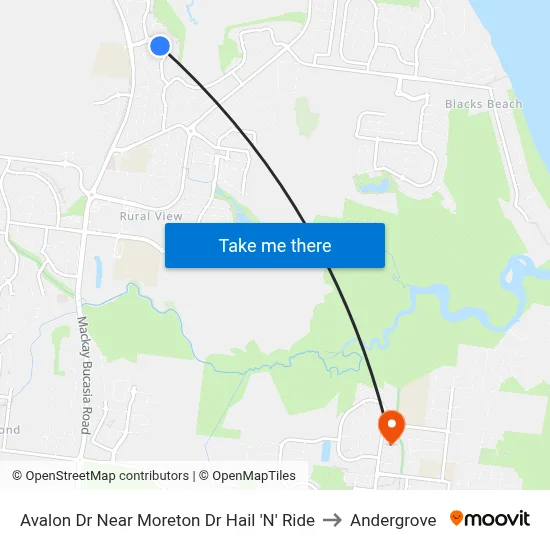 Avalon Dr Near Moreton Dr Hail 'N' Ride to Andergrove map