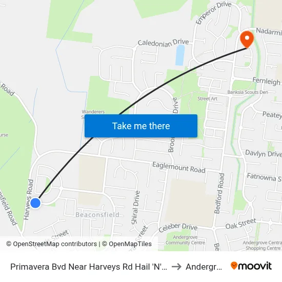 Primavera Bvd Near Harveys Rd Hail 'N' Ride to Andergrove map