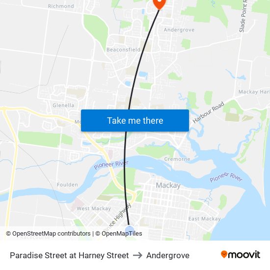 Paradise Street at Harney Street to Andergrove map