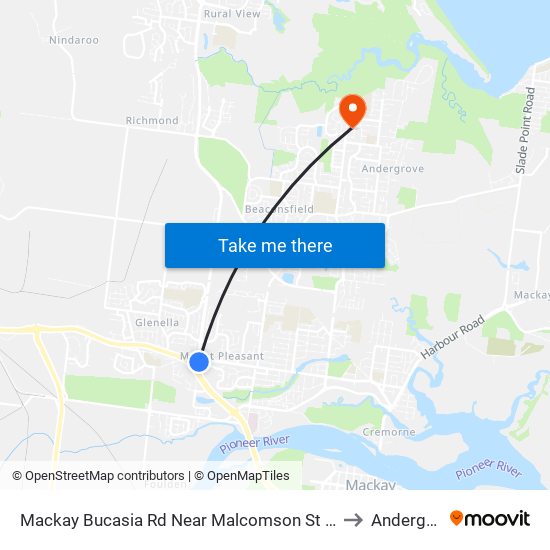 Mackay Bucasia Rd Near Malcomson St Hail 'N' Ride to Andergrove map