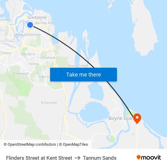 Flinders Street at Kent Street to Tannum Sands map