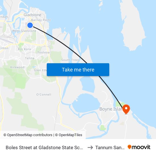 Boles Street at Gladstone State School to Tannum Sands map