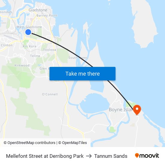 Mellefont Street at Derribong Park to Tannum Sands map