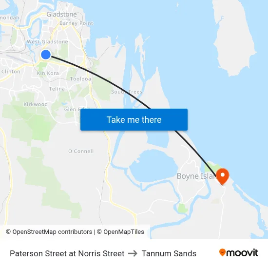 Paterson Street at Norris Street to Tannum Sands map