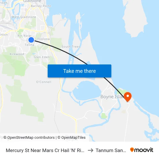 Mercury St Near Mars Cr Hail 'N' Ride to Tannum Sands map