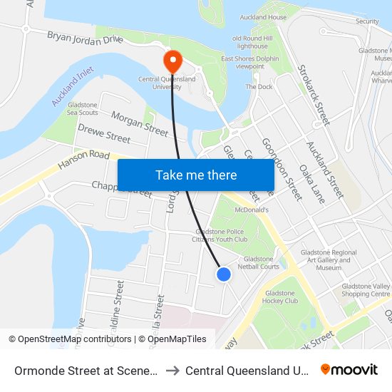 Ormonde Street at Scenery Street to Central Queensland University map