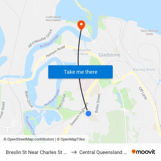 Breslin St Near Charles St Hail 'N' Ride to Central Queensland University map