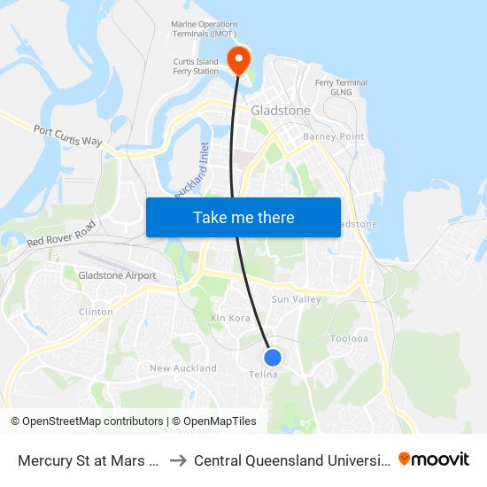 Mercury St at Mars Cr to Central Queensland University map