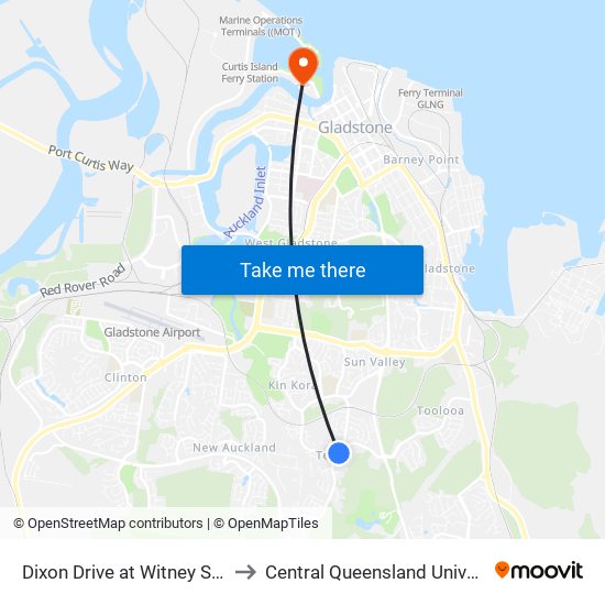 Dixon Drive at Witney Street to Central Queensland University map