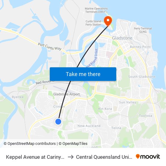 Keppel Avenue at Carinya Drive to Central Queensland University map