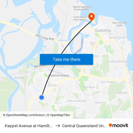 Keppel Avenue at Hamilton Drive to Central Queensland University map