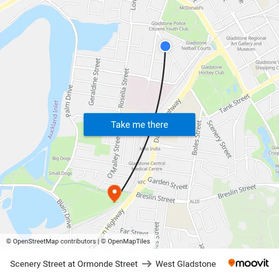 Scenery Street at Ormonde Street to West Gladstone map