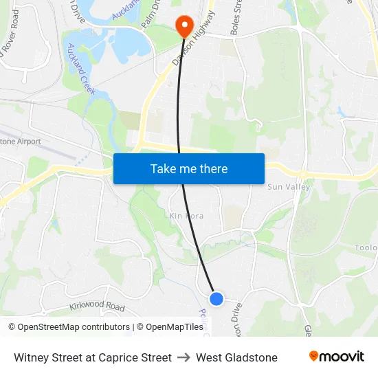 Witney Street at Caprice Street to West Gladstone map