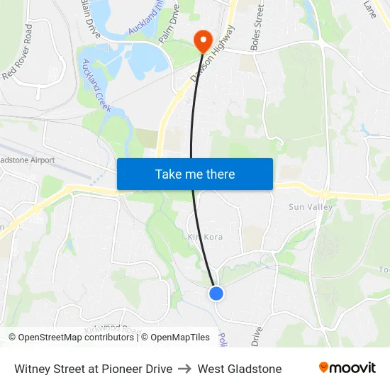 Witney Street at Pioneer Drive to West Gladstone map