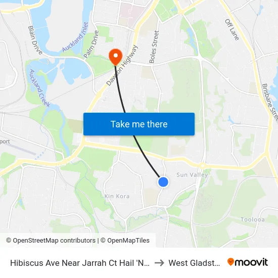 Hibiscus Ave Near Jarrah Ct Hail 'N' Ride to West Gladstone map