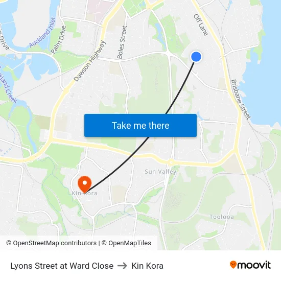 Lyons Street at Ward Close to Kin Kora map