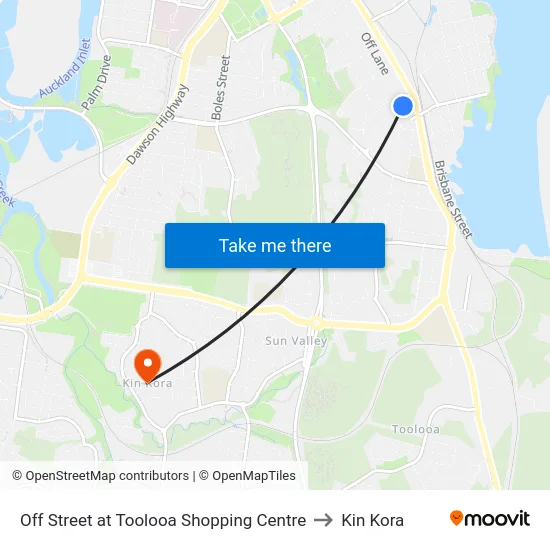 Off Street at Toolooa Shopping Centre to Kin Kora map