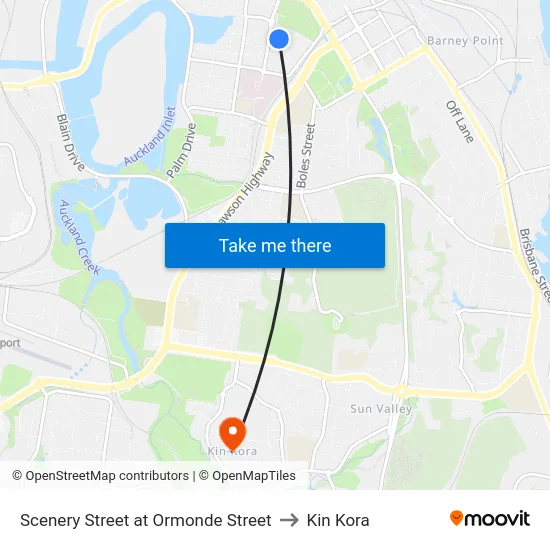 Scenery Street at Ormonde Street to Kin Kora map