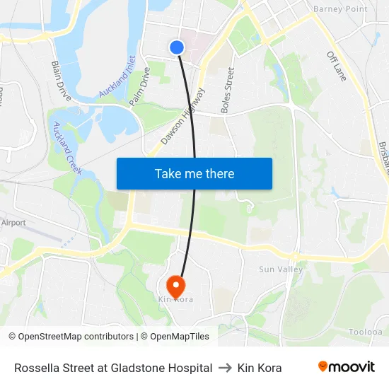 Rossella Street at Gladstone Hospital to Kin Kora map