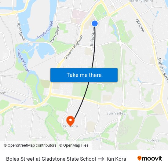 Boles Street at Gladstone State School to Kin Kora map