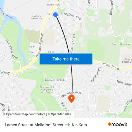 Larsen Street at Mellefont Street to Kin Kora map