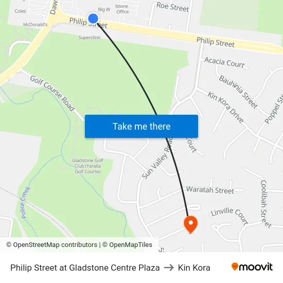 Philip Street at Gladstone Centre Plaza to Kin Kora map