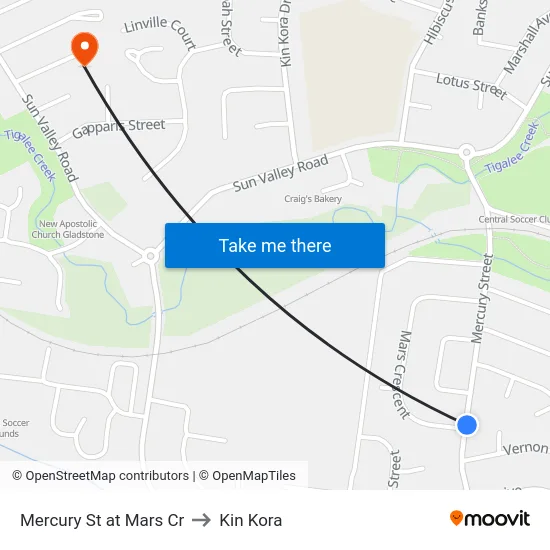 Mercury St at Mars Cr to Kin Kora map