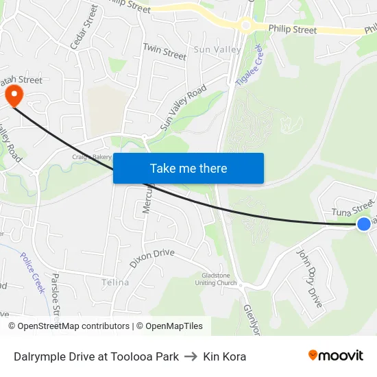 Dalrymple Drive at Toolooa Park to Kin Kora map