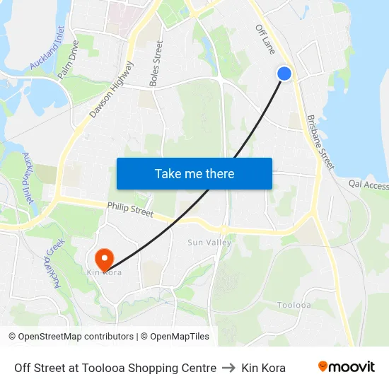 Off Street at Toolooa Shopping Centre to Kin Kora map